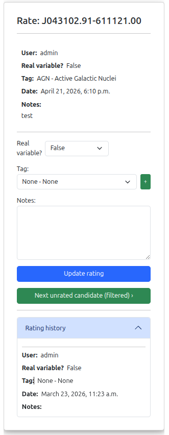 Rate Candidate Rating History